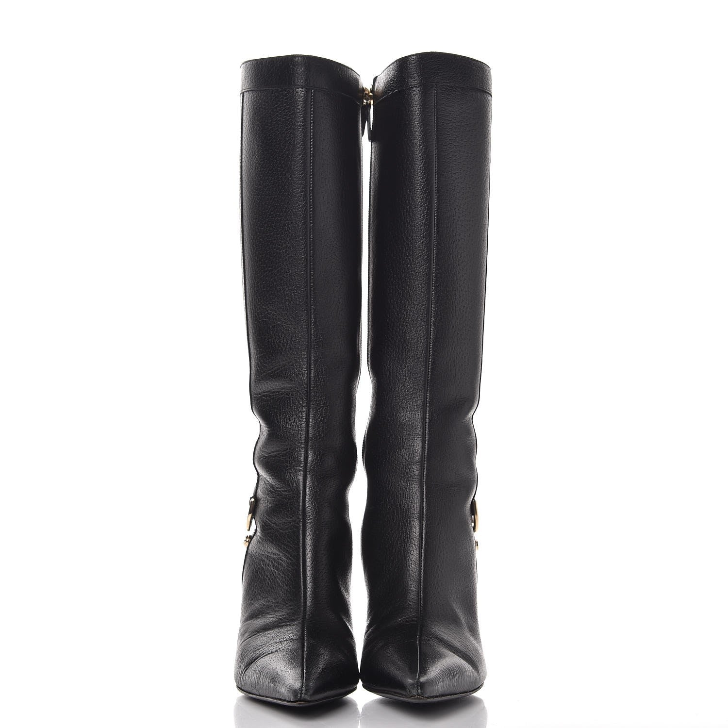 Gucci Calfskin D Ring Knee High Boots 7.5 Black 2 of 12