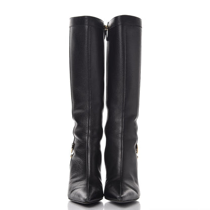 Gucci Calfskin D Ring Knee High Boots 7.5 Black 2 of 12