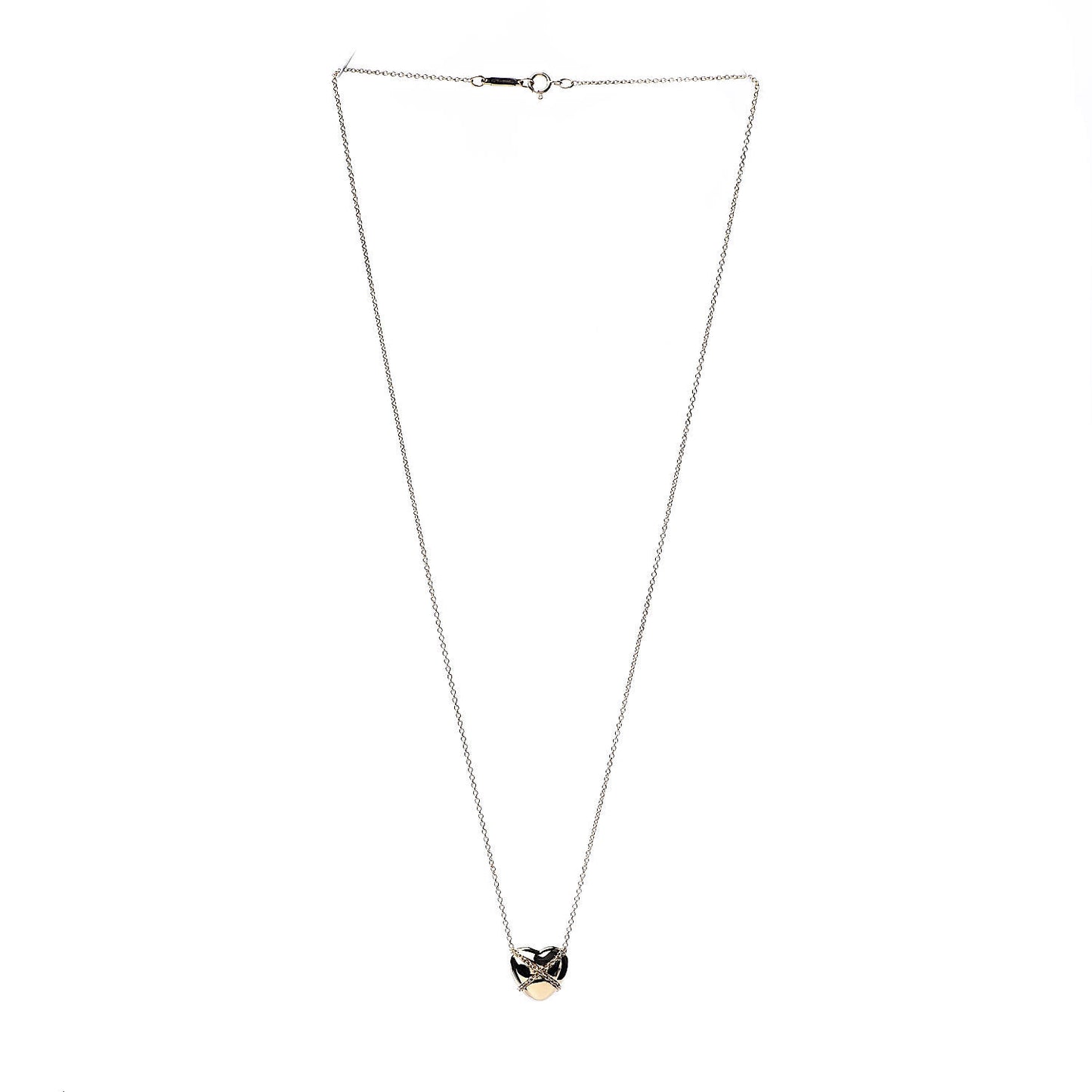 18K Yellow Gold Crossover Heart Pendant Necklace