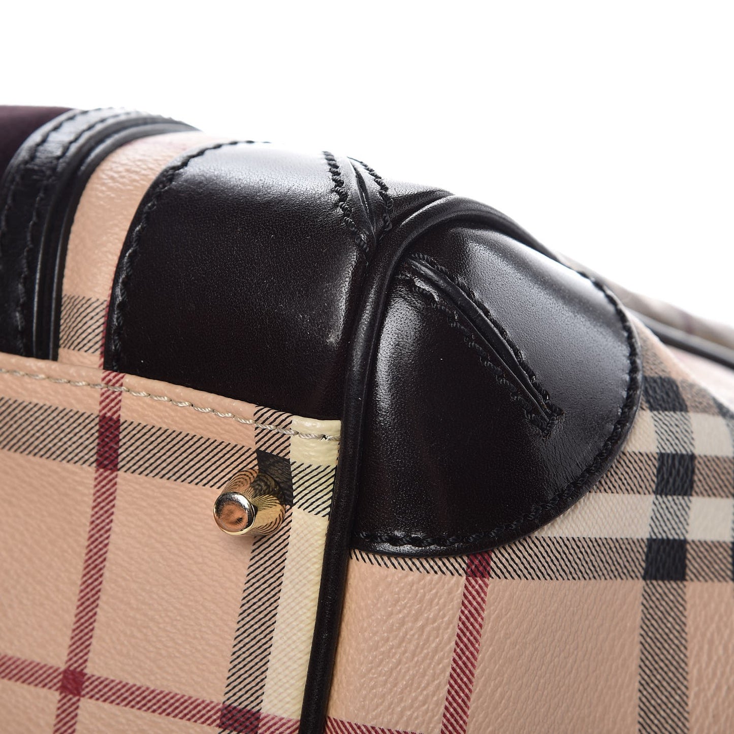 Suede Haymarket Check Colorblock Small Canterbury Tote Plum