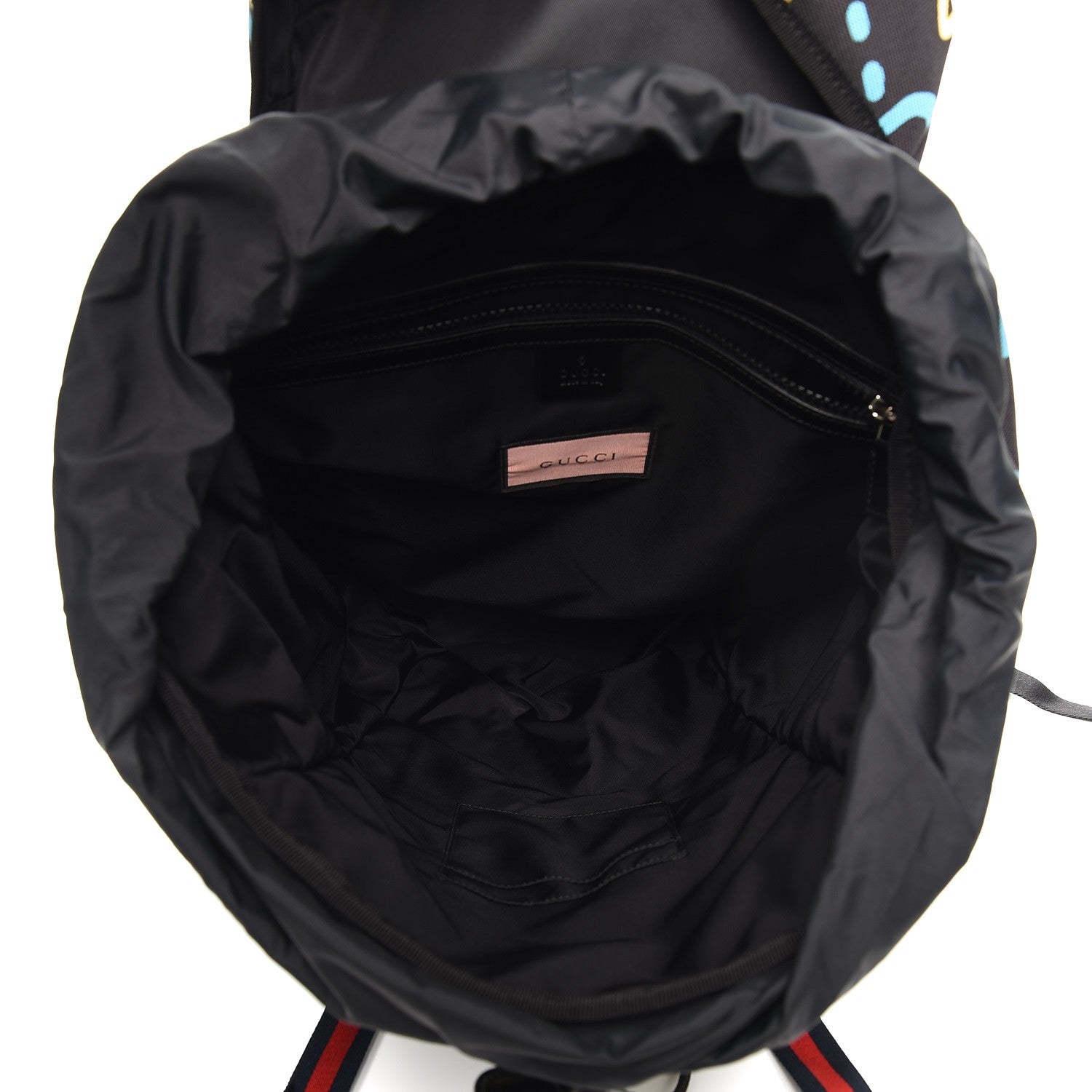 Gucci Techno Canvas GucciGhost Double Buckle Backpack Black New Acquamarine 5 of 8
