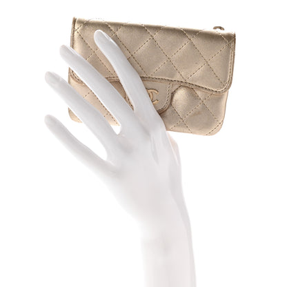 Chanel Metallic Lambskin Quilted Flap Card Holder Wallet Gold 2 of 17