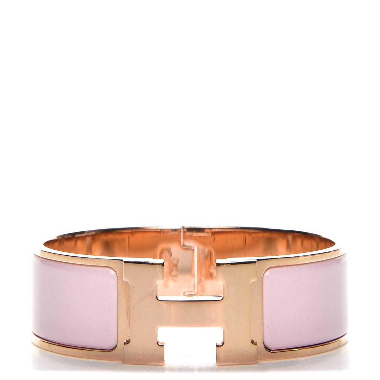 Enamel Wide Clic Clac H Bracelet GM Rose Dragee