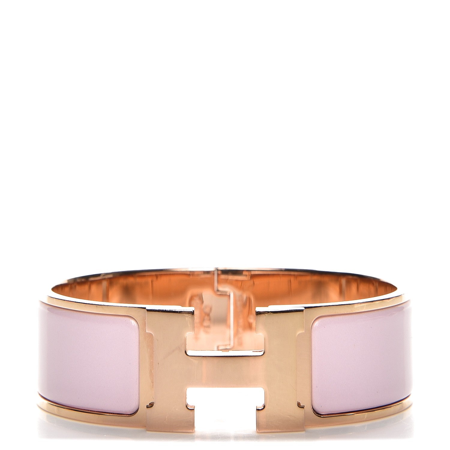 Hermes Enamel Wide Clic Clac H Bracelet GM Rose Dragee 1 of 6