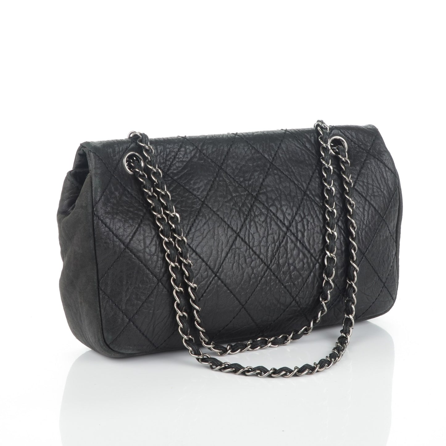 Distressed Lambskin Le Marais Ligne Flap Black