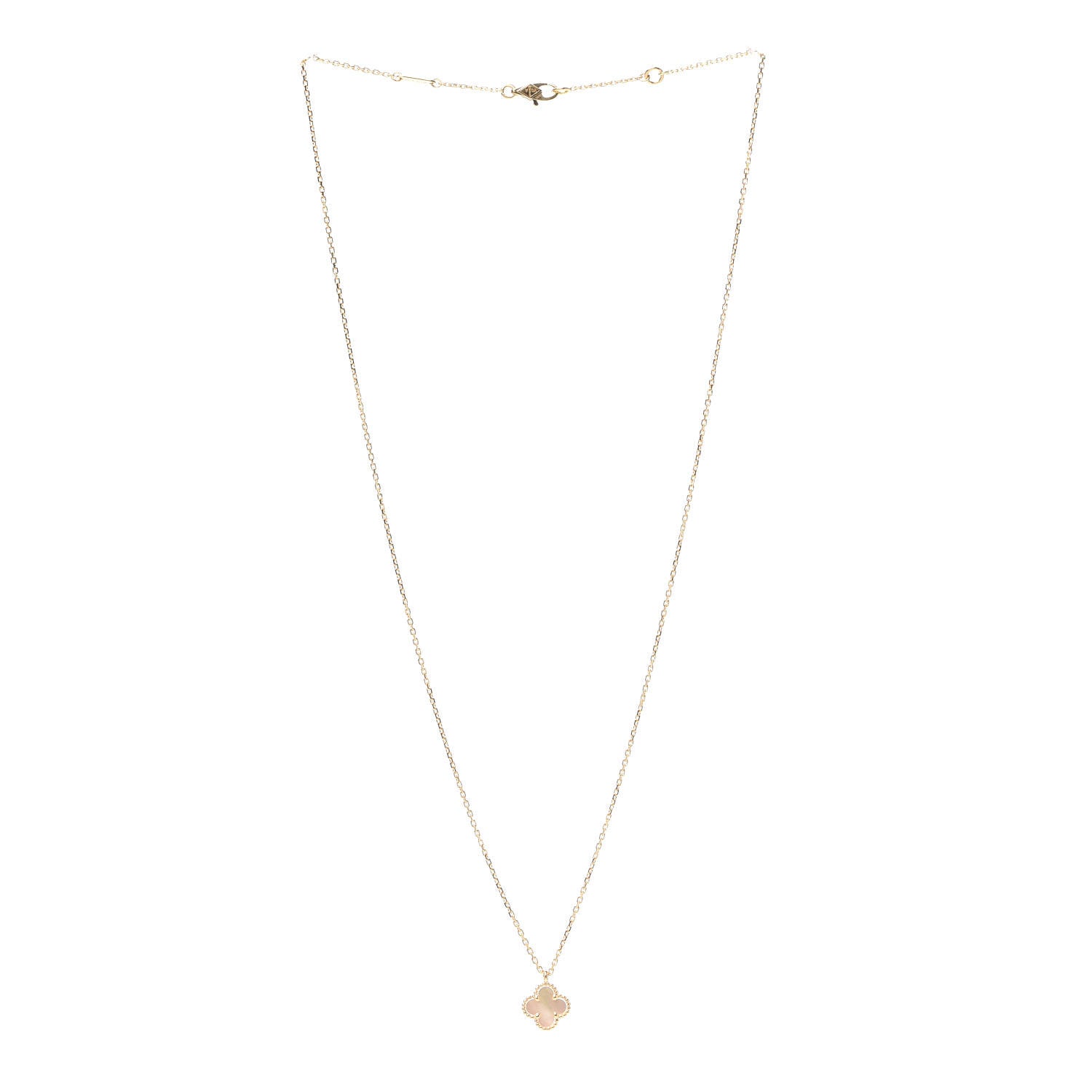Van Cleef & Arpels 18K Yellow Gold Mother of Pearl Sweet Alhambra Pendant Necklace 3 of 8