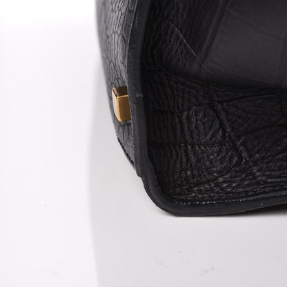 Celine Crocodile Embossed Calfskin Large Phantom Luggage Black 11 of 14