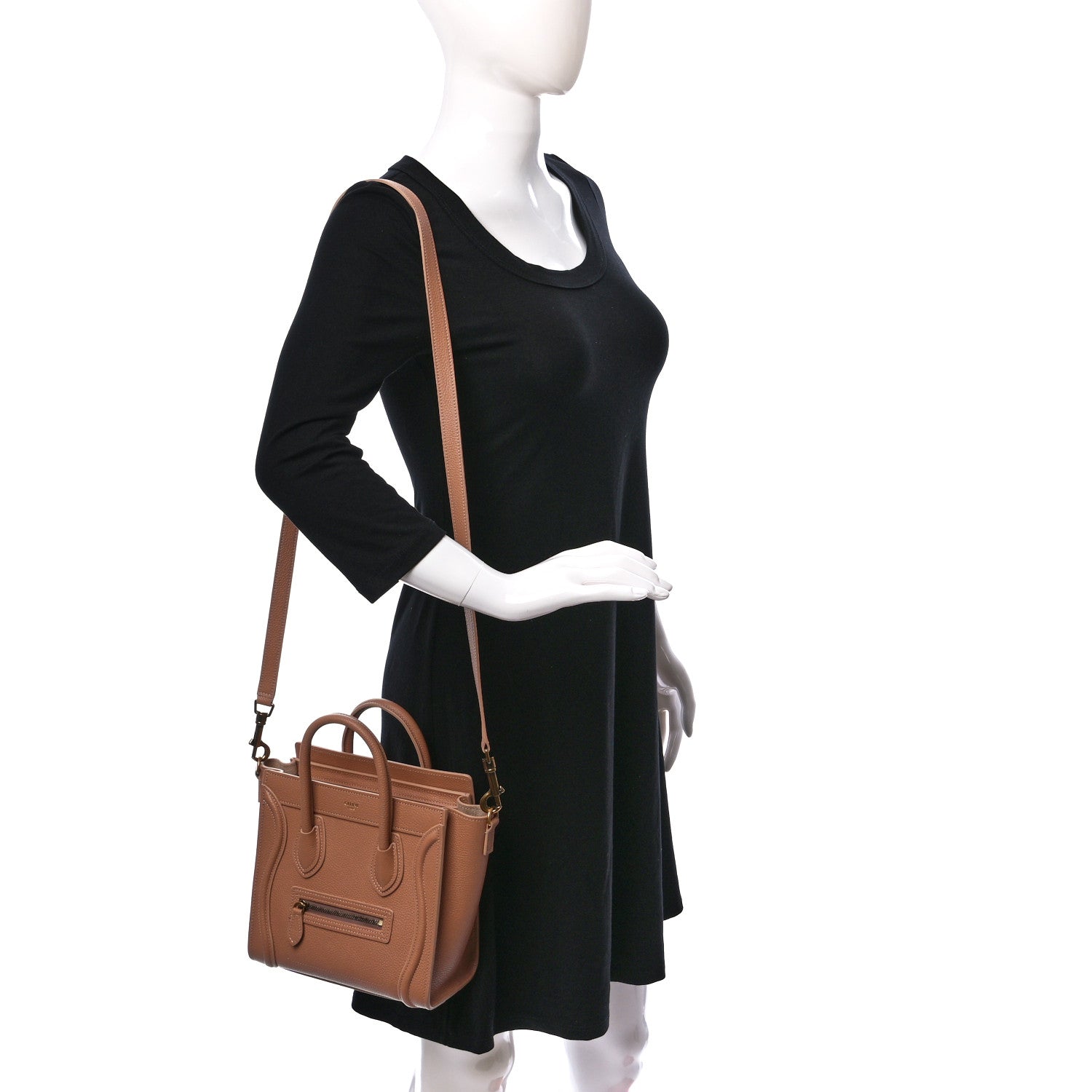 Celine Drummed Calfskin Nano Luggage Desert Rose 2 of 11