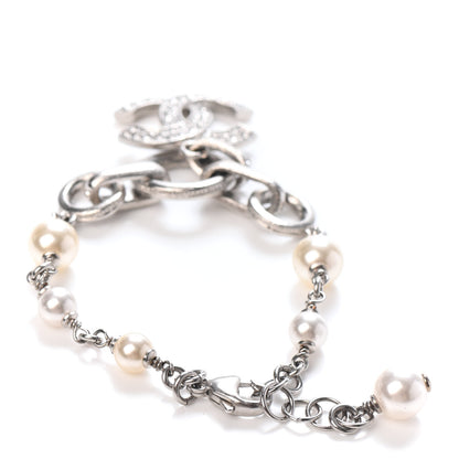 Chanel Crystal Pearl CC Bracelet Silver 2 of 3