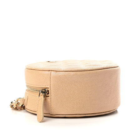 Chanel Iridescent Caviar Quilted Round Clutch With Chain Beige 4 of 8