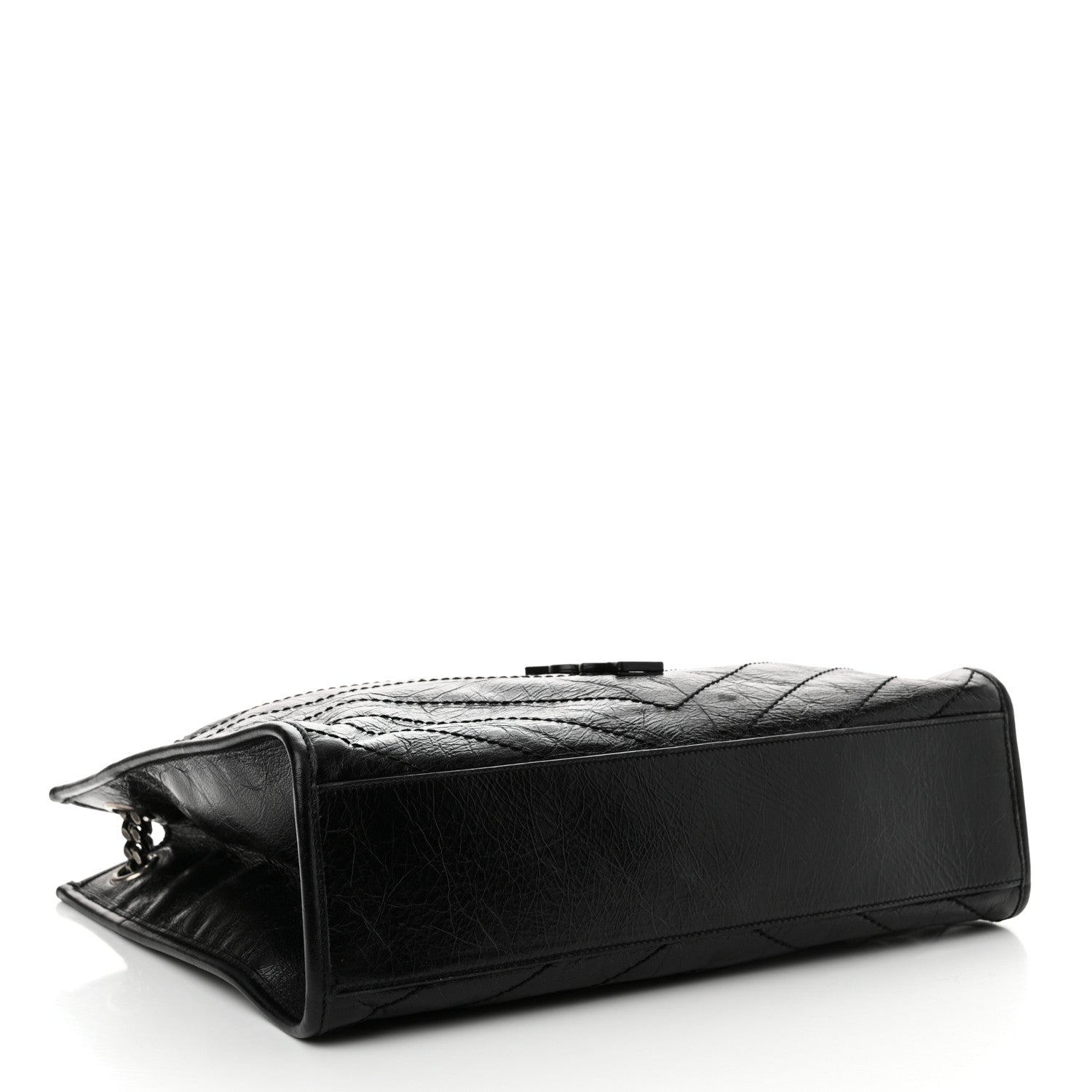 Saint Laurent Crinkled Calfskin Matelasse Monogram Medium Niki Shopper Tote Black 4 of 12