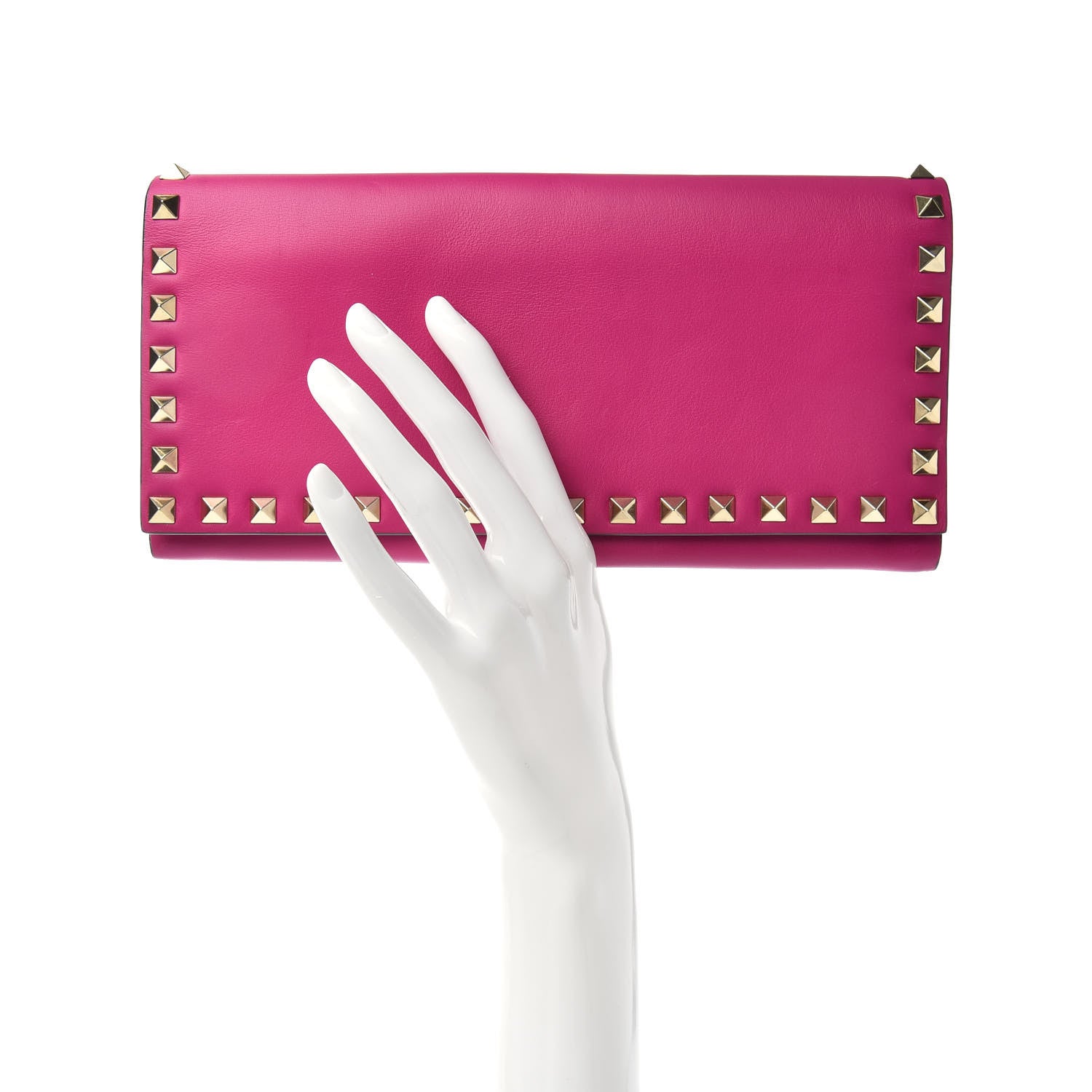 Valentino Garavani Nappa Rockstud Clutch Fuxia 2 of 9