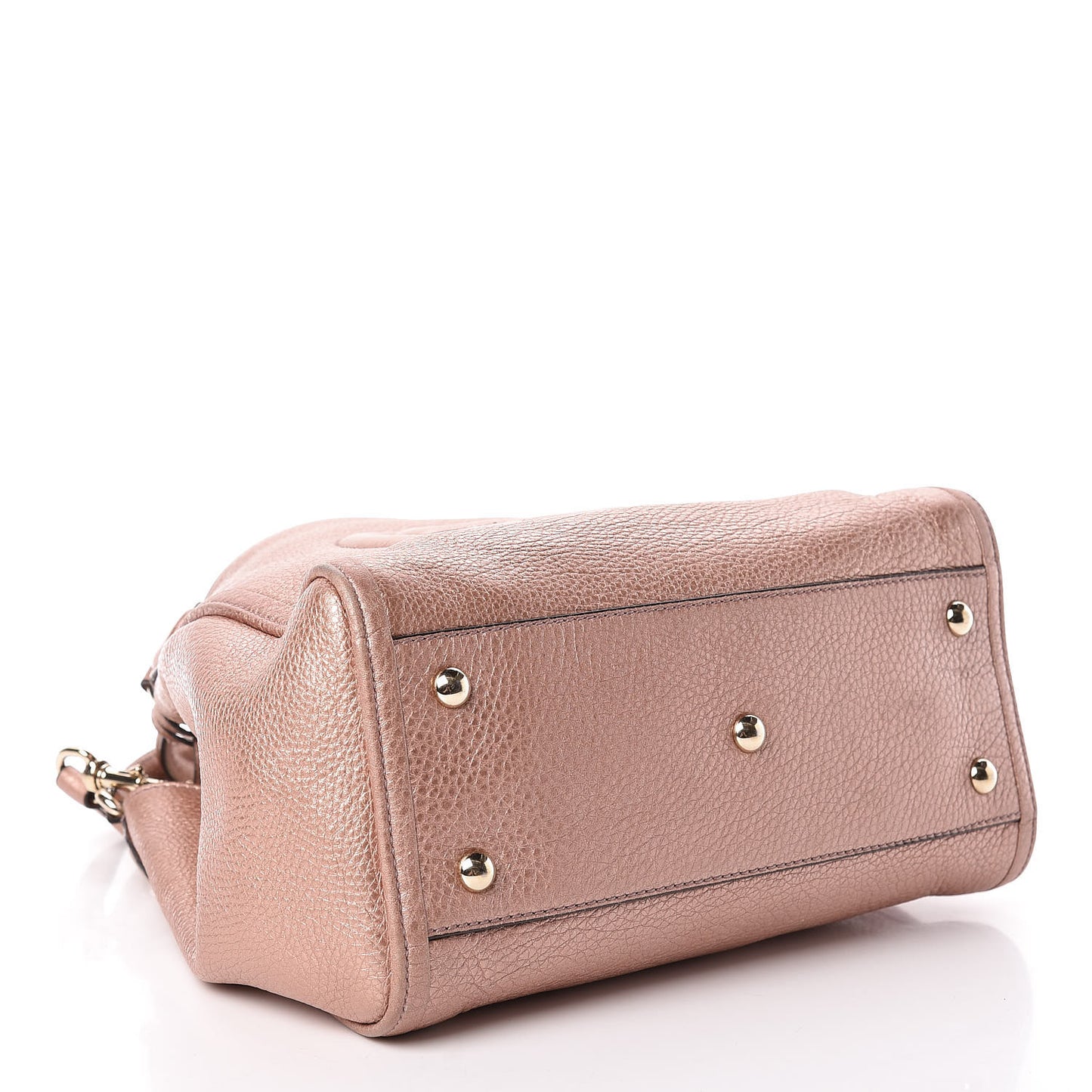 Metallic Pebbled Calfskin Small Soho Shoulder Bag Pink
