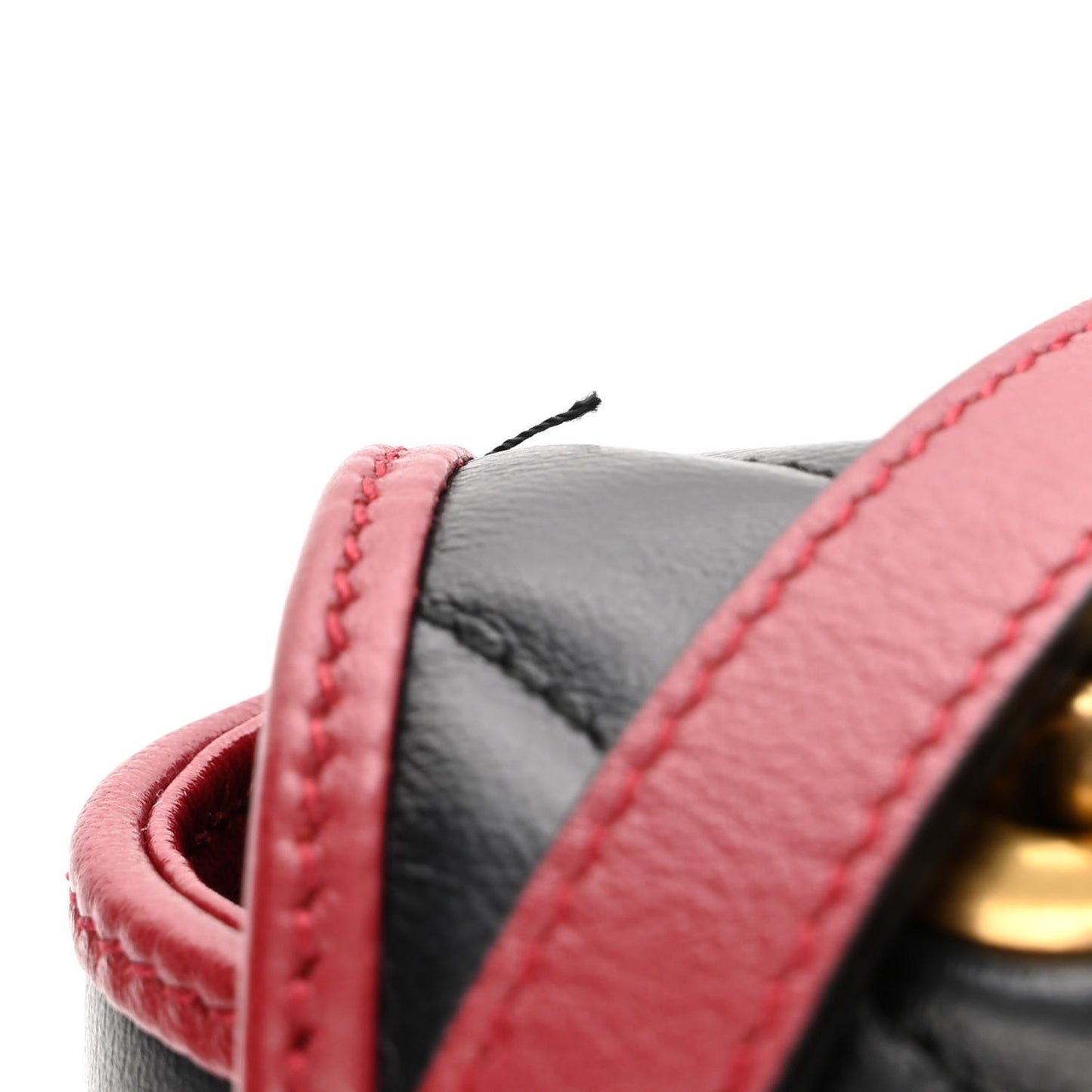 Vintage Effect Calfskin Matelasse Diagonal Small Torchon GG Marmont Shoulder Bag Black Romantic Cherry