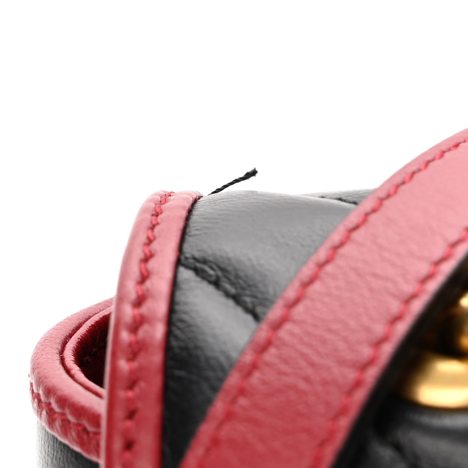 Gucci Vintage Effect Calfskin Matelasse Diagonal Small Torchon GG Marmont Shoulder Bag Black Romantic Cherry 11 of 11
