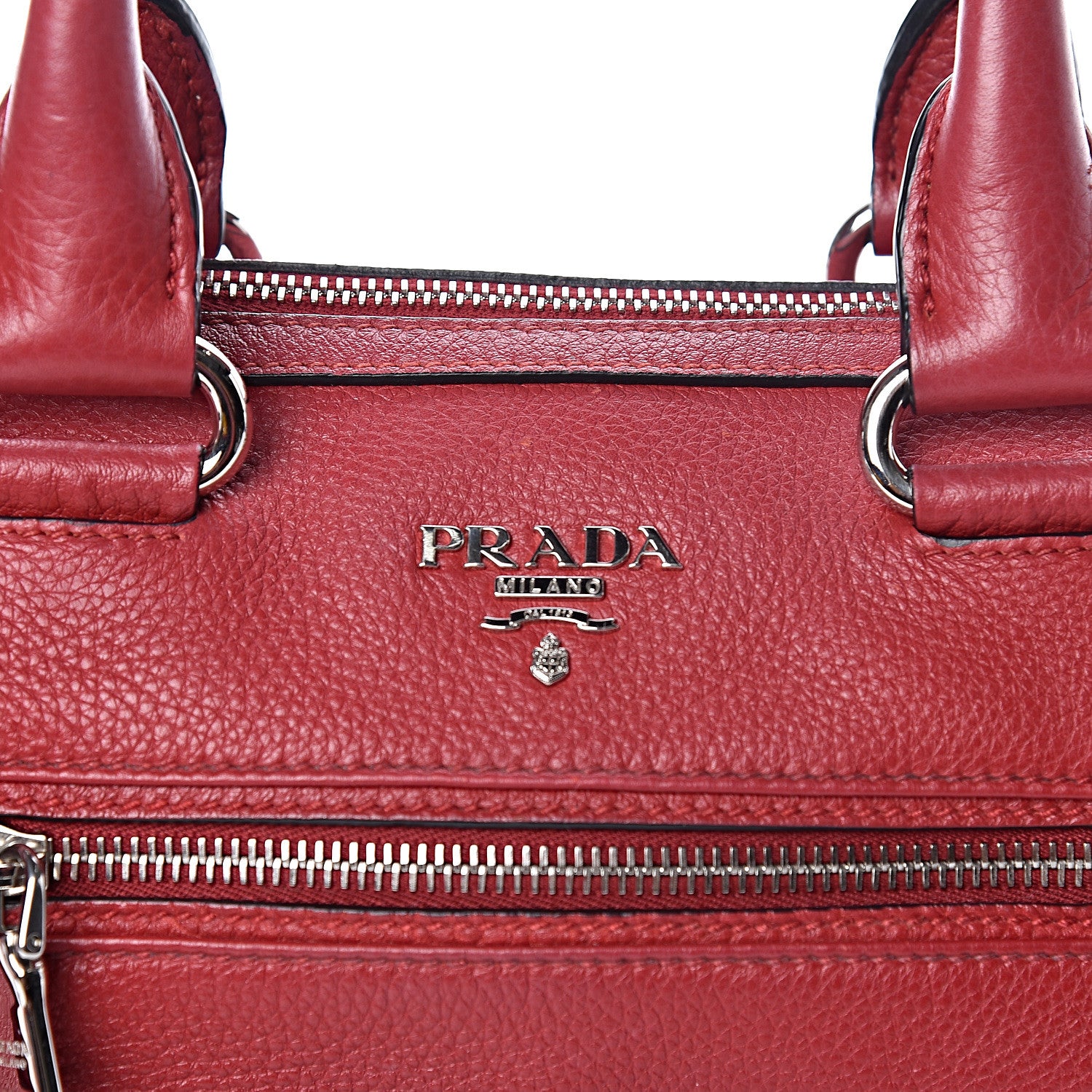 Prada Vitello Phenix Top Handle Shopping Satchel Rosso 10 of 10