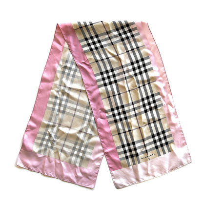 Burberry Silk Check Print Scarf Pink Beige 1 of 4