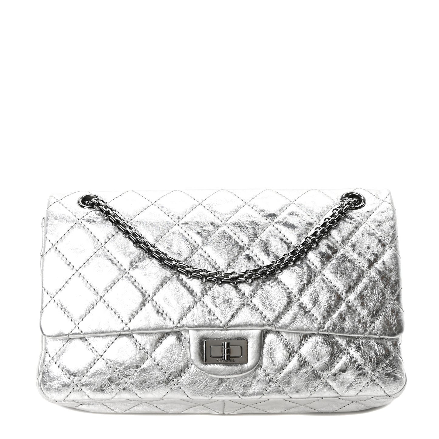 Metallic Aged Calfskin Quilted 2.55 Reissue 226 Flap Silver