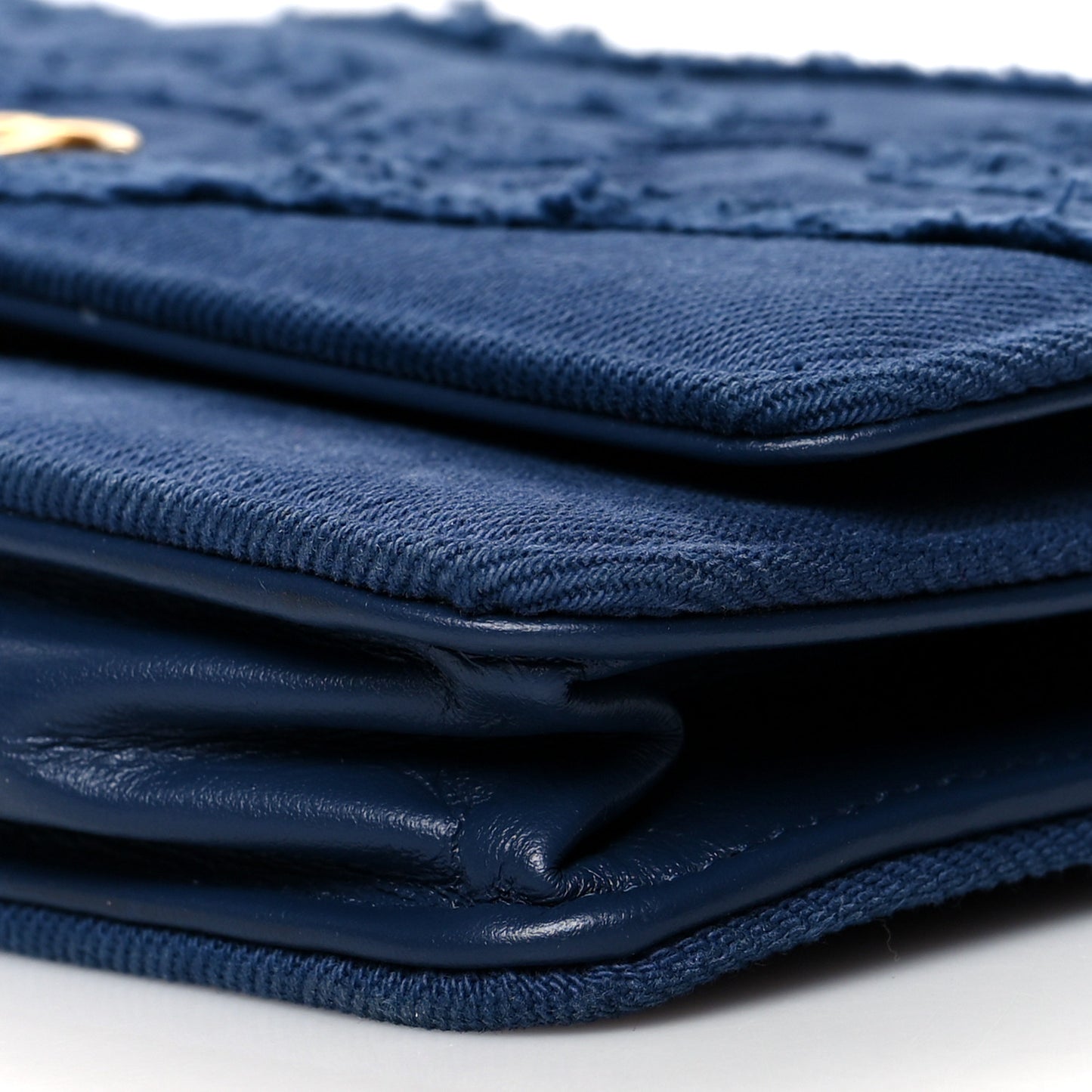 Denim Quilted Coco Wallet On Chain WOC Blue