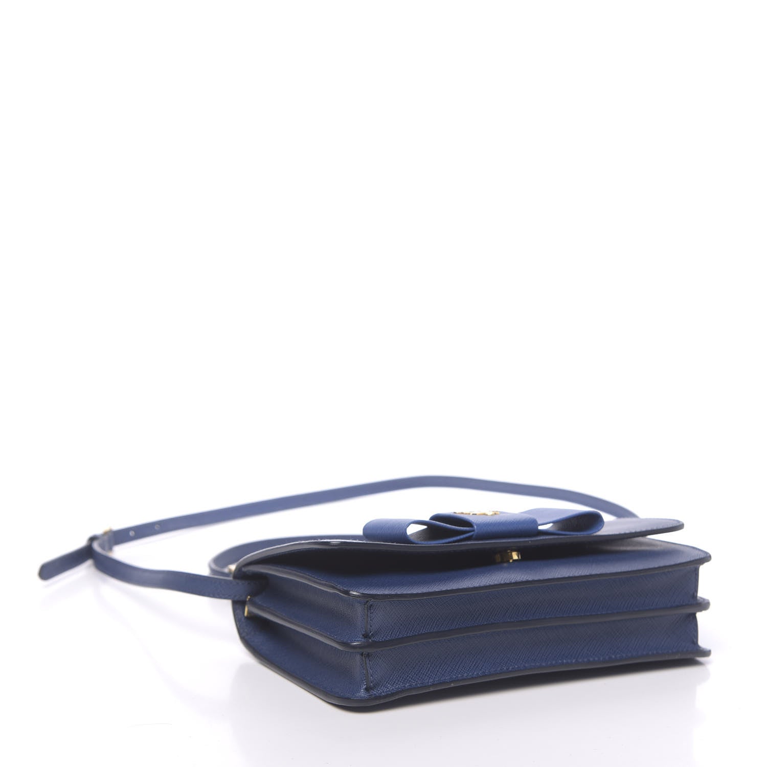 Prada Saffiano Fiocco Bow Flap Wallet Bluette Cobalto 4 of 9