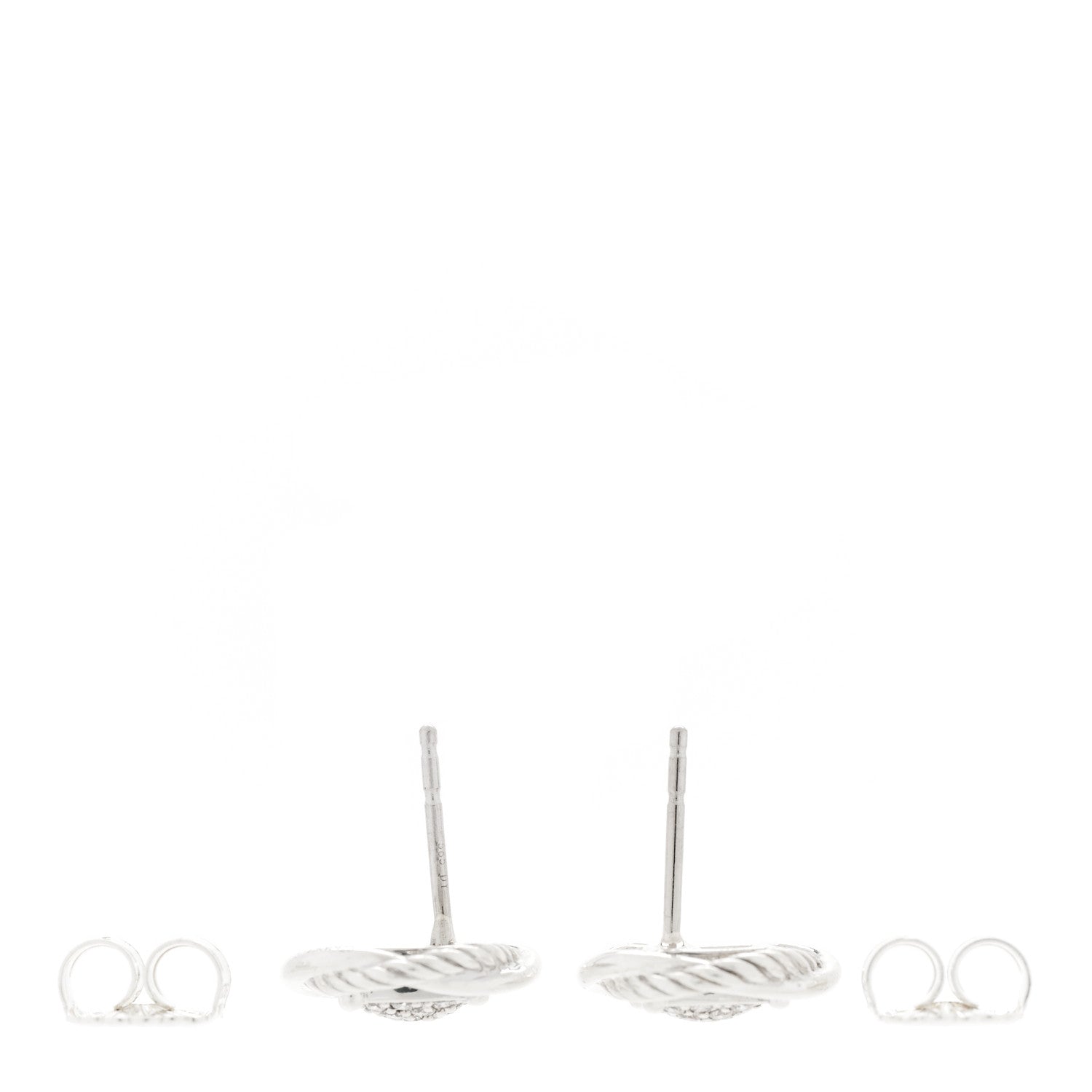 David Yurman Sterling Silver Diamond 13mm Infinity Earrings 3 of 5