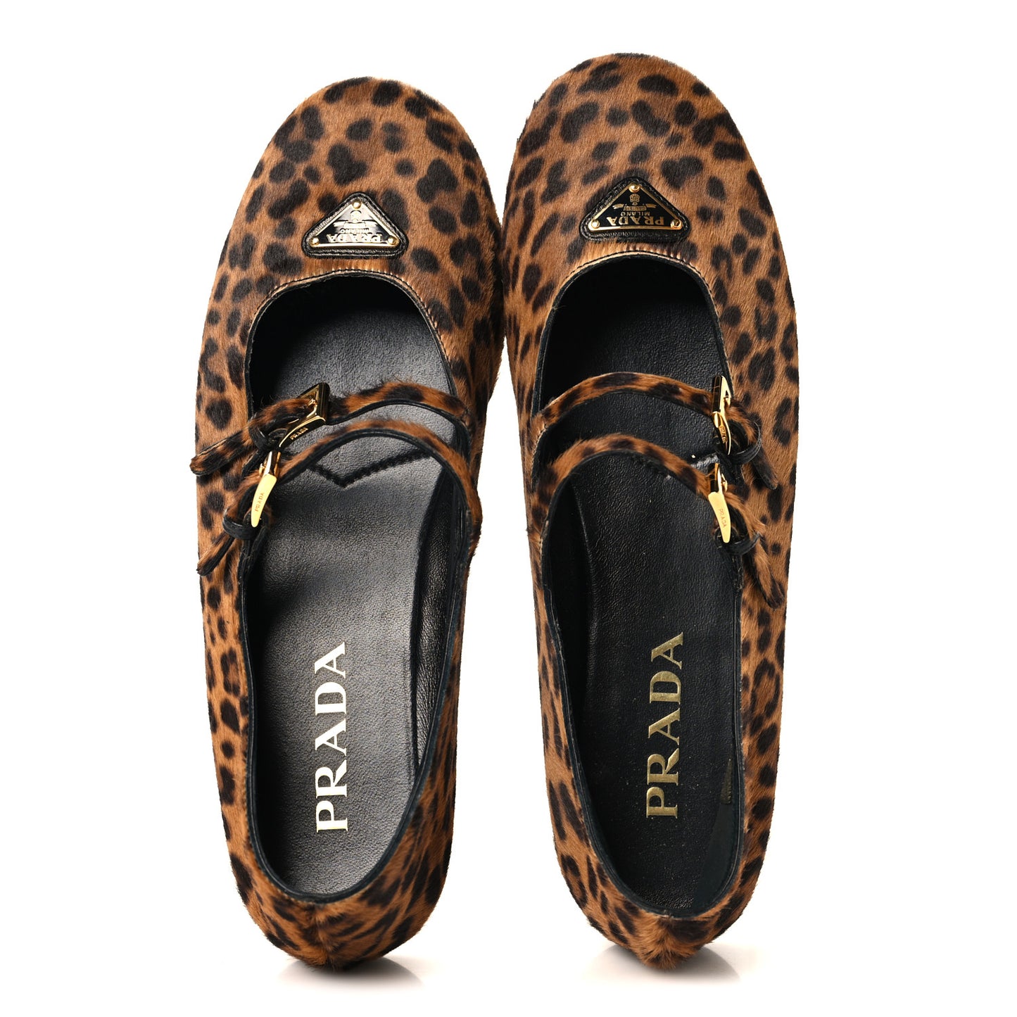 Calf Hair Leopard Print Ballerina Flats 36.5 Honey