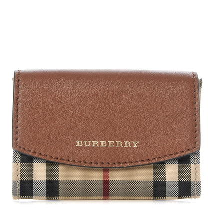 Burberry Calfskin Horseferry Check Chesam Card Case Tan 1 of 8