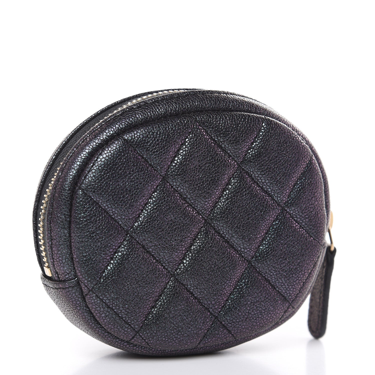 Chanel Iridescent Caviar Quilted Zip Around Classic Coin Purse Black 3 of 8