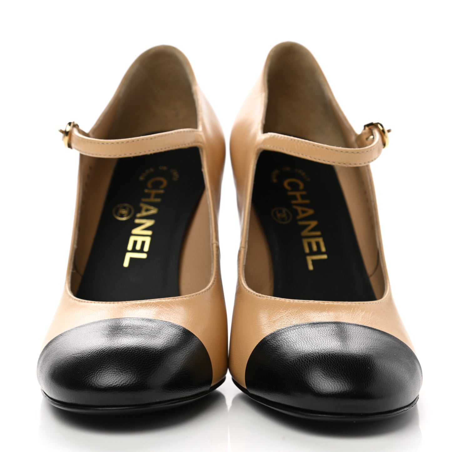 Shiny Goatskin Pearls Cap Toe Open Slingback Pumps 35 Beige Black