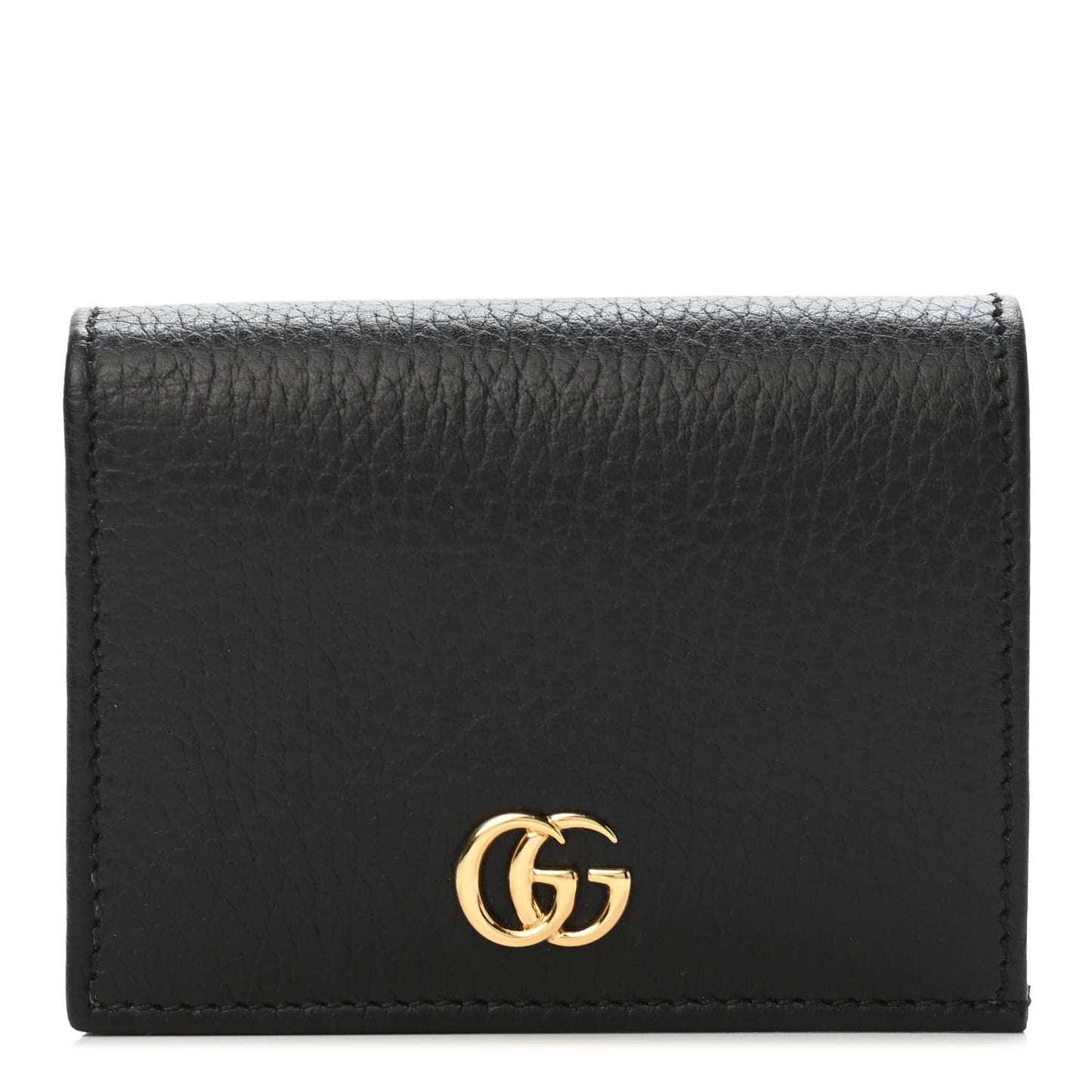 Pebbled Calfskin GG Marmont Card Case Black