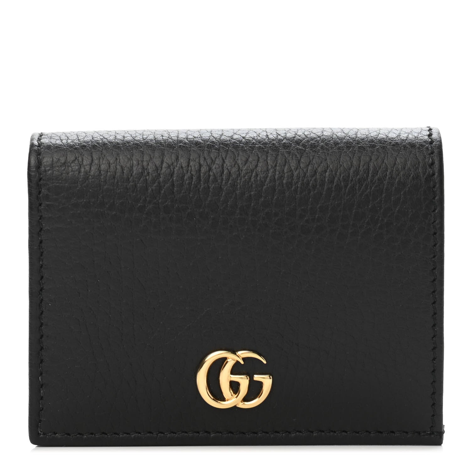 Gucci Pebbled Calfskin GG Marmont Card Case Black 1 of 4