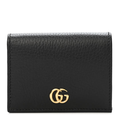Gucci Pebbled Calfskin GG Marmont Card Case Black 1 of 4
