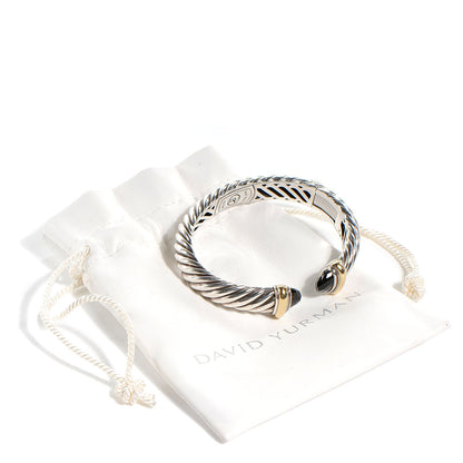 David Yurman Sterling Silver 18K Yellow Gold Black Onyx 10mm Waverly Bracelet 6 of 6