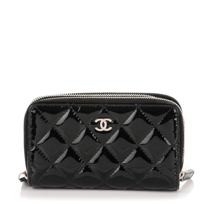 Chanel Patent Quilted Small Triple Zipper Wallet Black 1 of 7