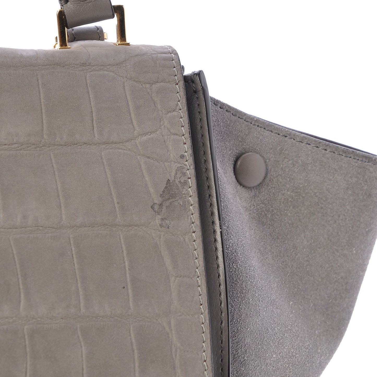Crocodile Embossed Nubuck Medium Trapeze Grey