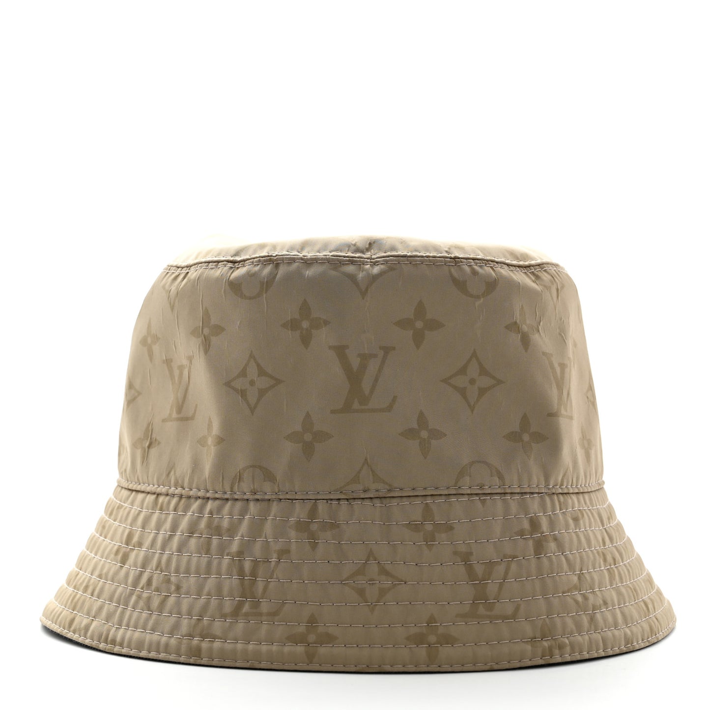 Nylon Wool Monogram Reversible Rain Bucket Hat L Beige
