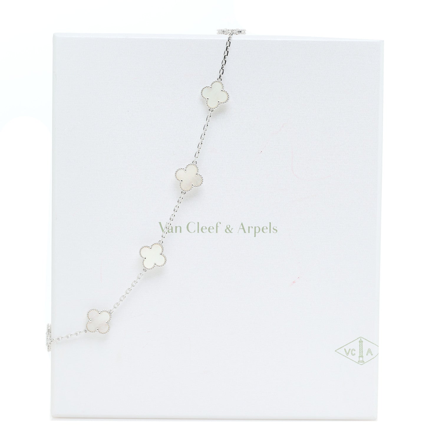 Van Cleef & Arpels 18K White Gold Mother of Pearl 10 Motifs Vintage Alhambra Necklace 9 of 9