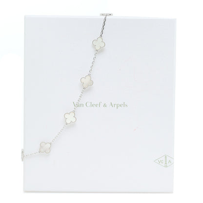 Van Cleef & Arpels 18K White Gold Mother of Pearl 10 Motifs Vintage Alhambra Necklace 9 of 9