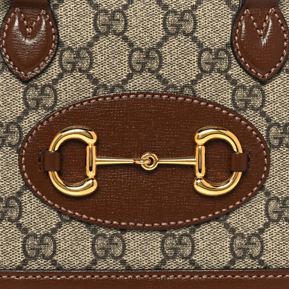 Gucci GG Supreme Monogram Azalea Calfskin Mini Horsebit 1955 Top Handle Bag Beige Ebony Brown Sugar 8 of 13