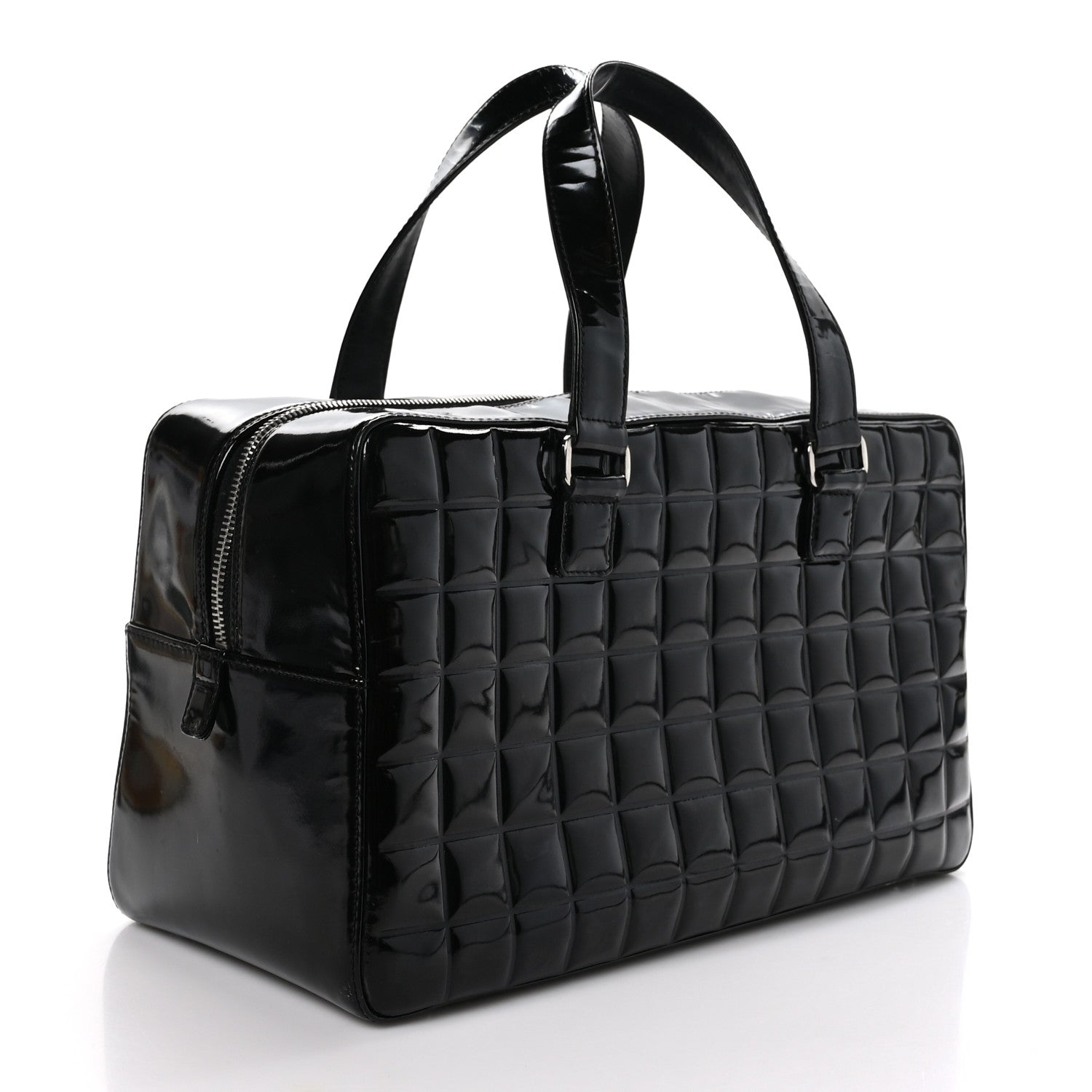 Chanel Patent Quilted Chocolate Bar Bowler Black 3 of 13