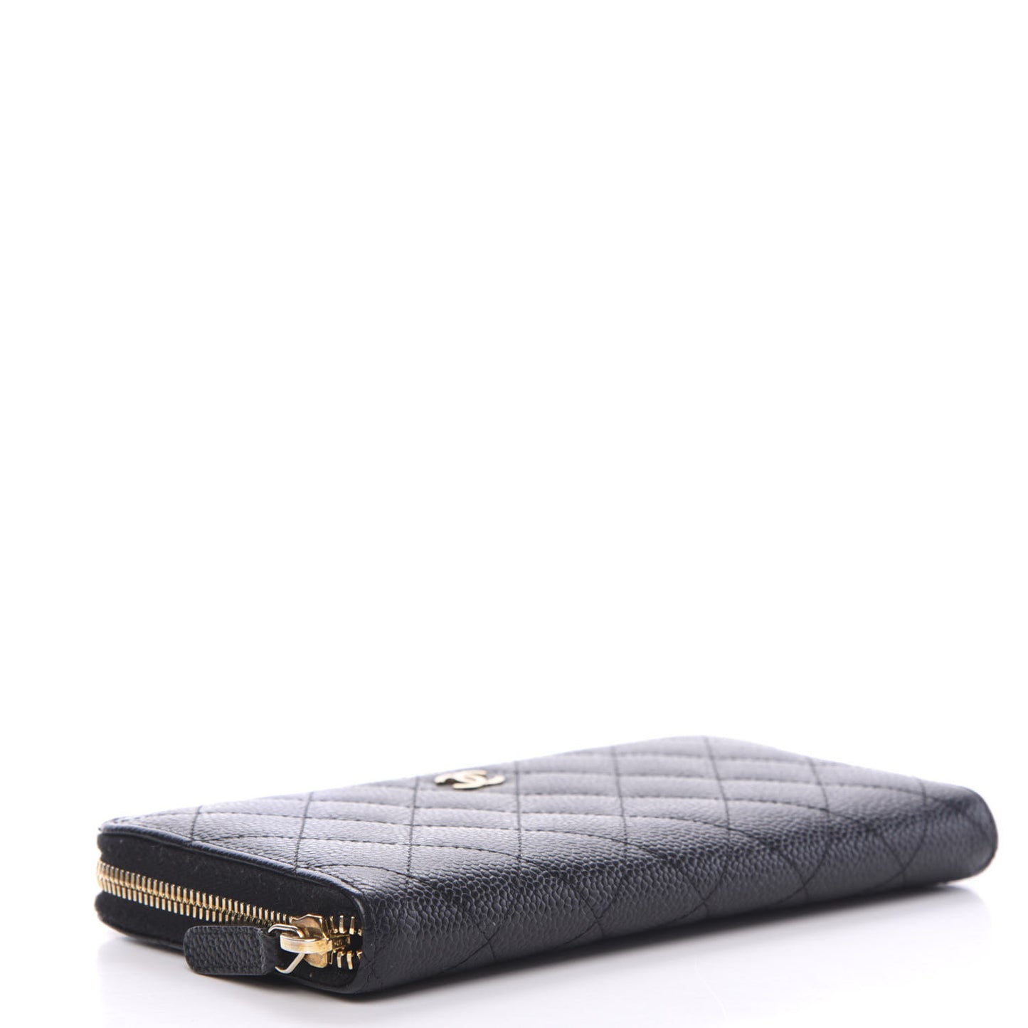 Caviar Quilted Large Gusset Zip Around Wallet Black
