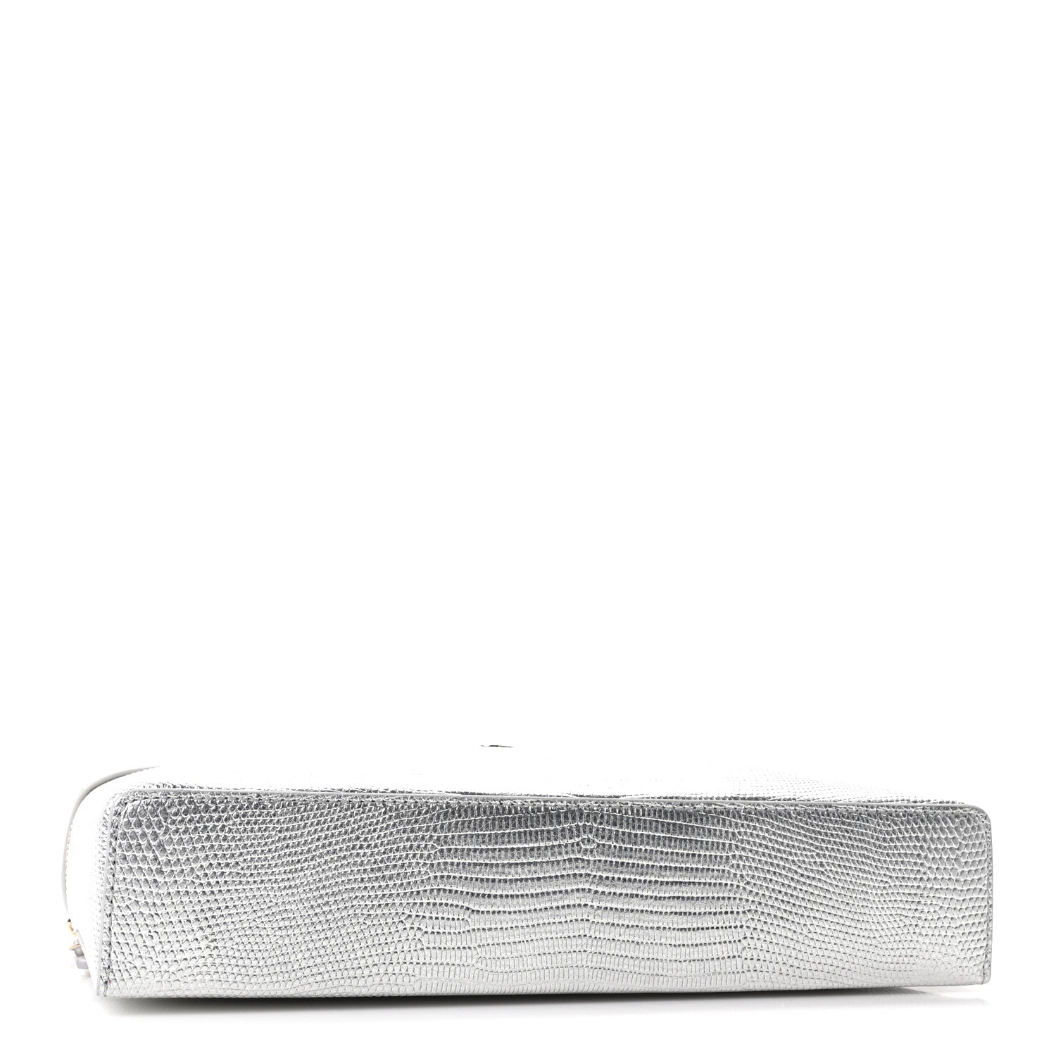 Chanel Lizard Embossed Top Handle Slim Vanity With Chain Silver 4 of 10