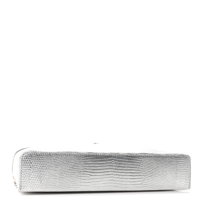 Chanel Lizard Embossed Top Handle Slim Vanity With Chain Silver 4 of 10