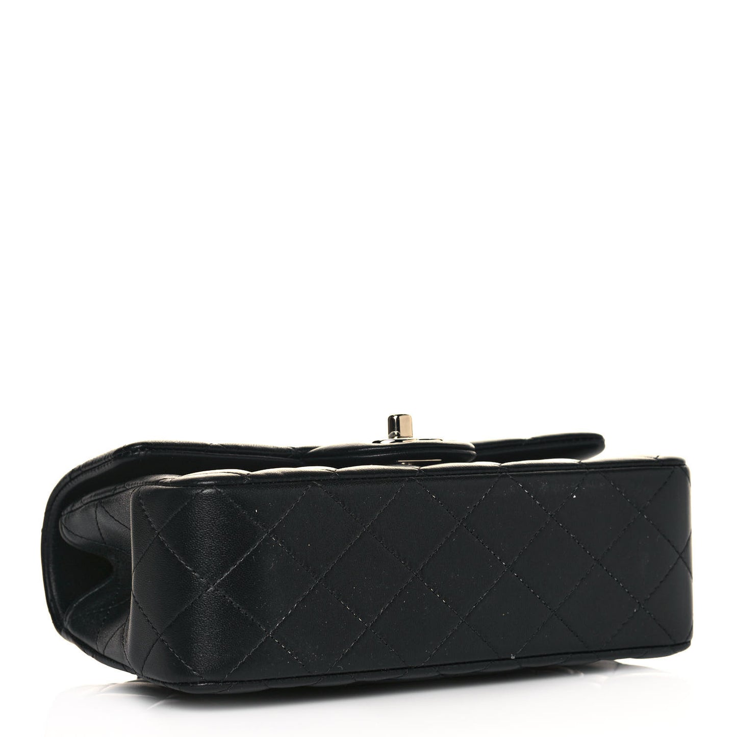 Lambskin Quilted Mini Top Handle Rectangular Flap Black