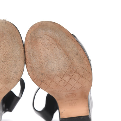 Chanel Lambskin Quilted Chain CC Wedge Sandals 36.5 Black 10 of 12