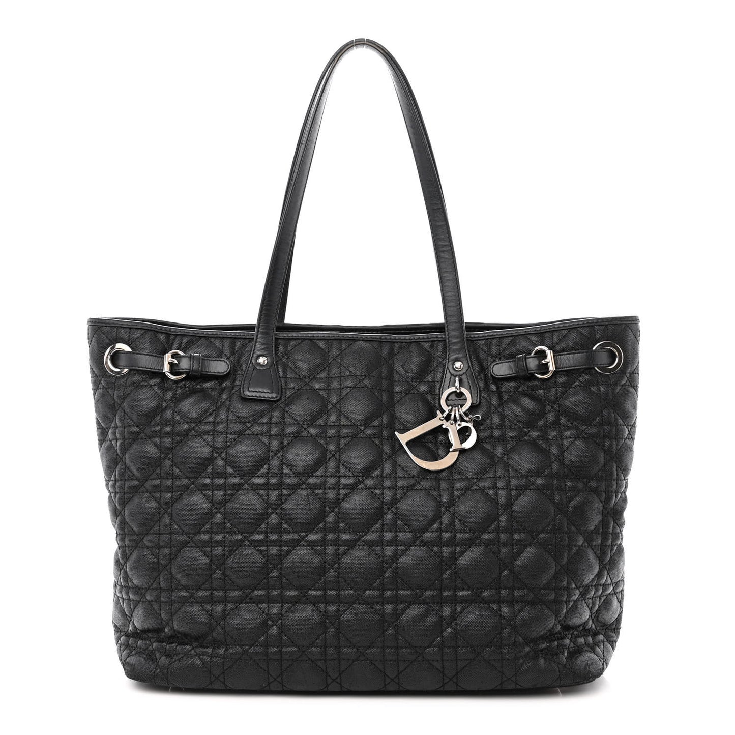 Coated Canvas Cannage Medium Panarea Tote Black