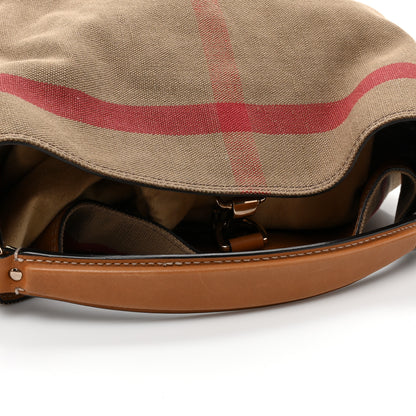 Burberry Canvas Mega Check Medium Ashby Hobo Saddle Brown 13 of 16