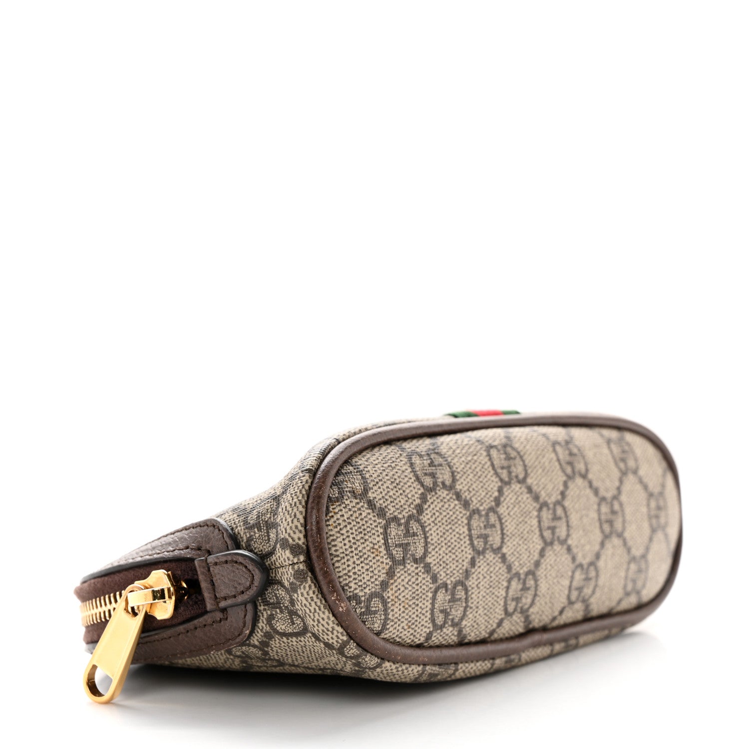 Gucci GG Supreme Monogram Textured Calfskin Web Medium Ophidia Cosmetic Case Beige Ebony New Acero 4 of 9