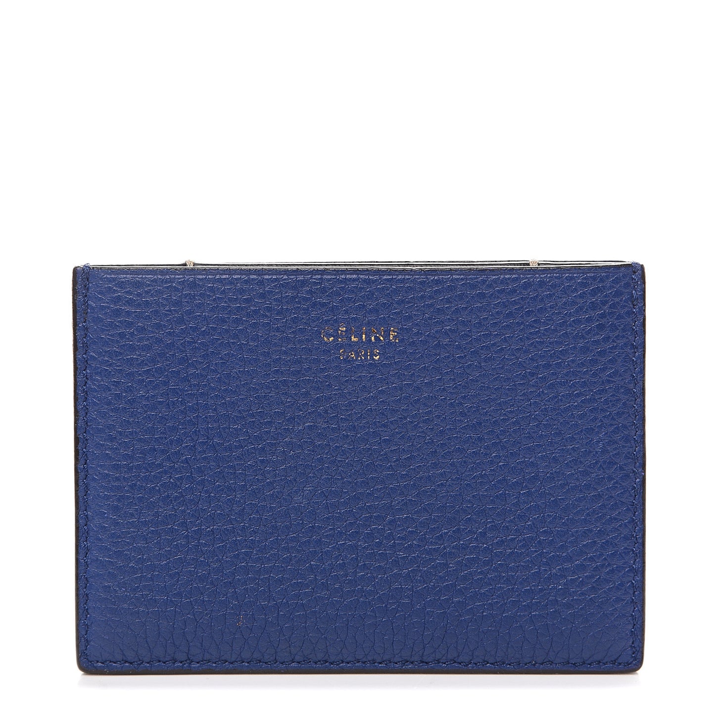 Drummed Calfskin Gusset Card Holder Indigo