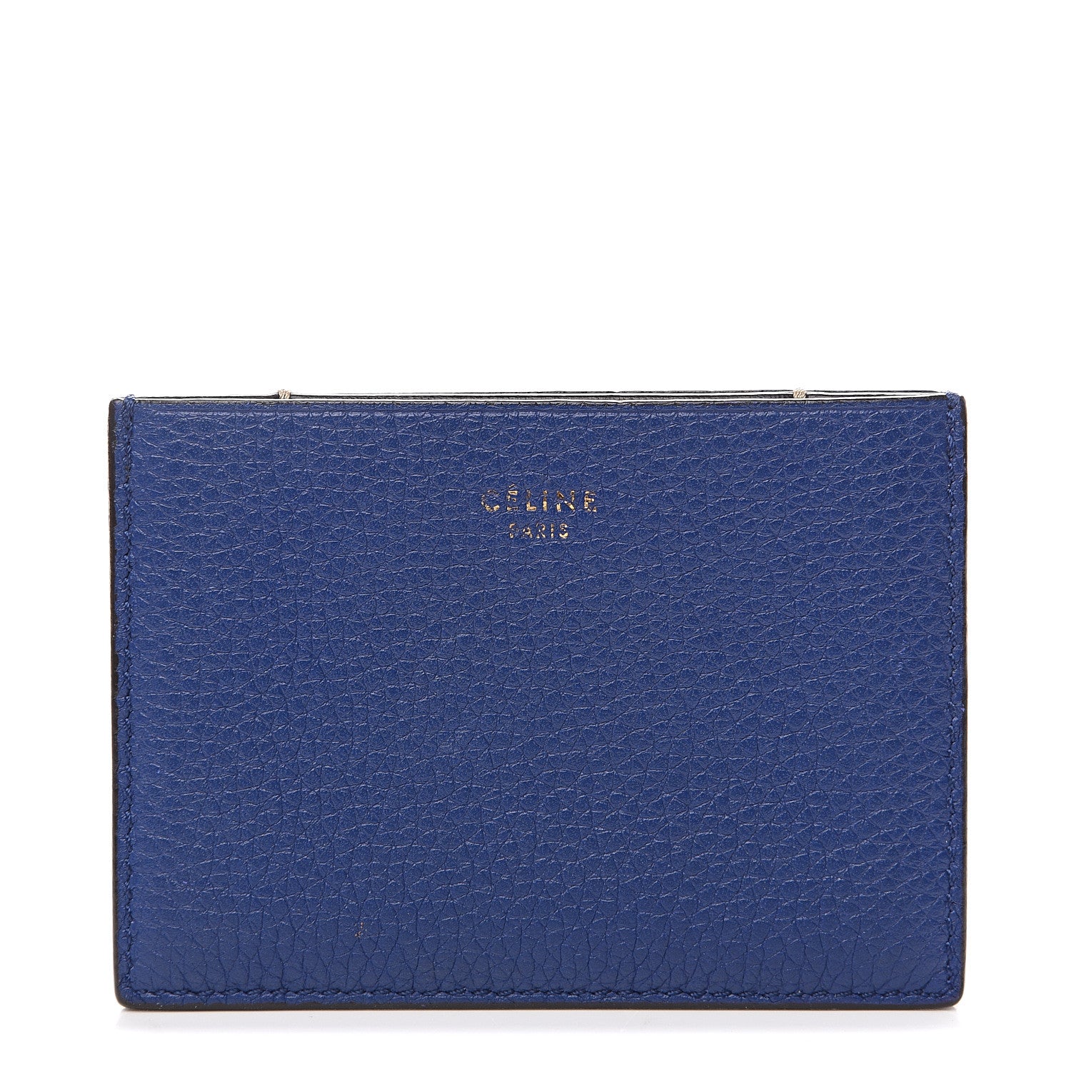 Celine Drummed Calfskin Gusset Card Holder Indigo 1 of 5